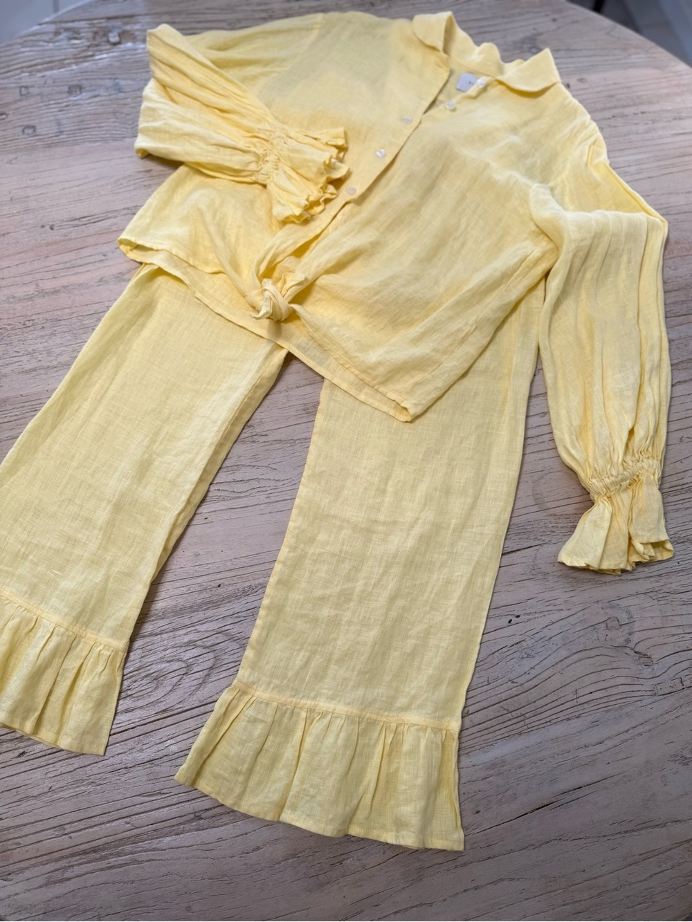 Sleeper Rumba Ruffle Trimmed Pajamas Set Linen size XS - Picture 4 of 12